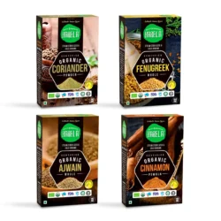 Mix Combo Whole & Podwer | Ajwain | Cinnamon | Fenugreek | Coriander | Pack of 4