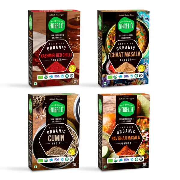 Chat Masala | Cumin | Pav Bhaji | Kashmiri Red Chilli | Pack of 4