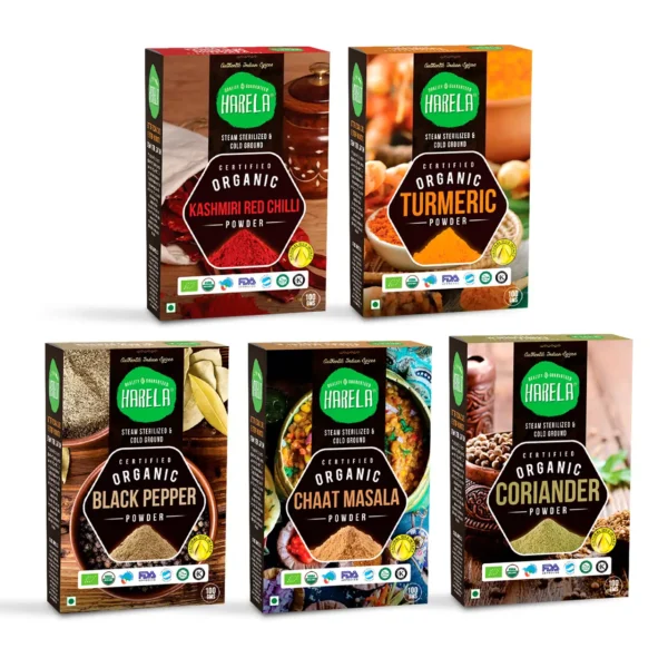 Kashmiri Red Chilli | Turmeric | Coriander | Black Pepper | Chaat Masala | Pack Of 5