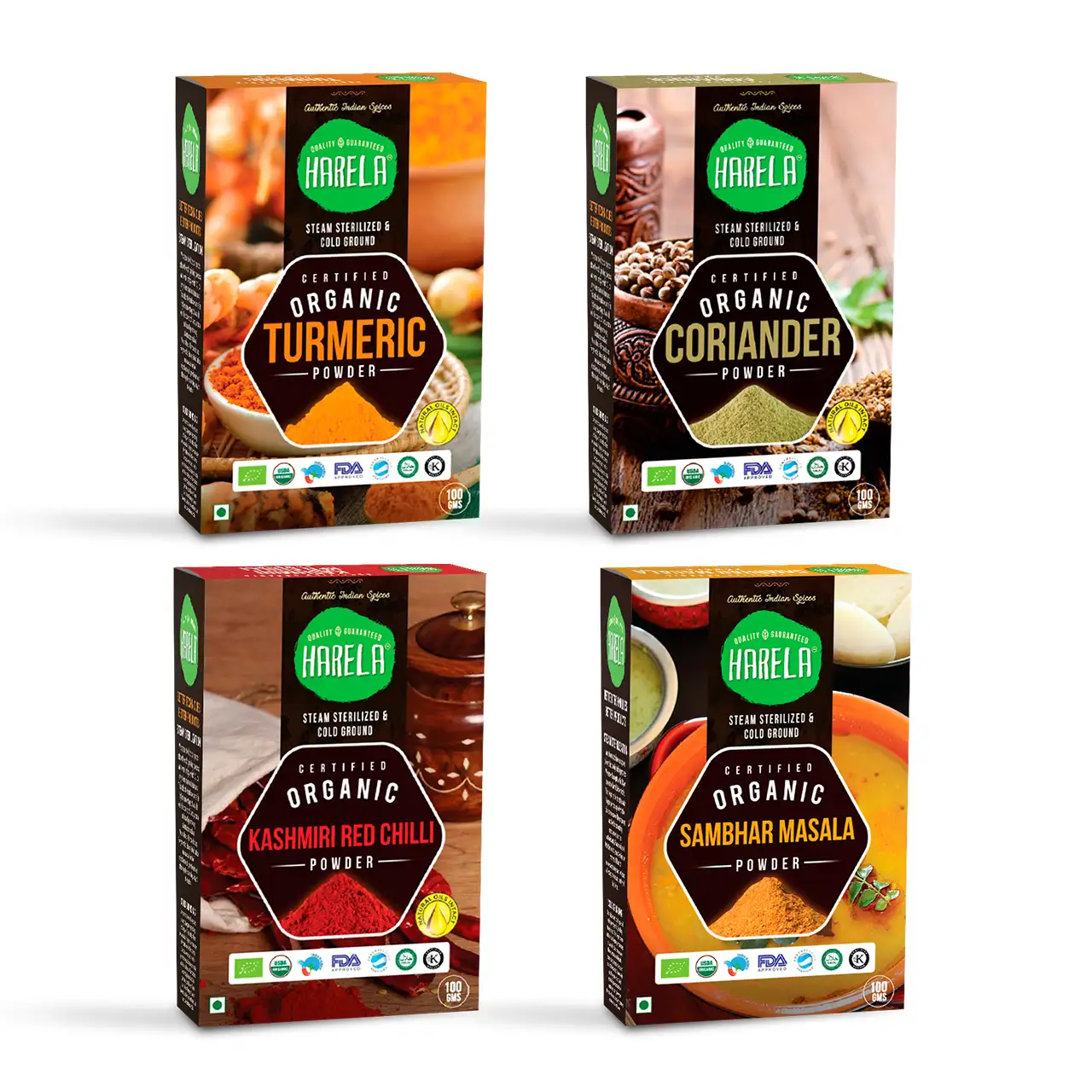 Sambhar | Turmeric | Kashmiri Red Chili | Coriander | Pack of 4