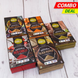 Daily Essentials Combo Pack - (Red Chilli - Powder, Turmeric - Powder, Coriander - Powder, Black Pepper - Powder, Chaat Masala - Powder)